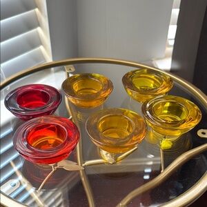 Set of Colorful votive Candle Holders. Crate and Barrel